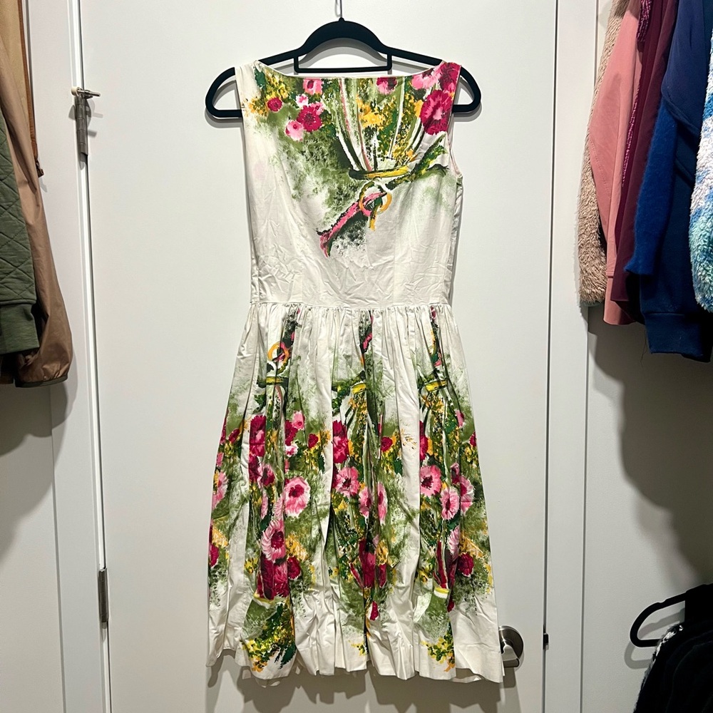 Vintage 1950s Floral Sleeveless Dress